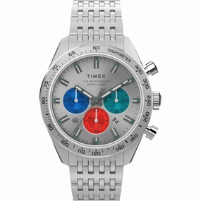 Timex Men's Watch - The Waterbury Chronograph Rotating Bezel Silver Dial | TW2V42400