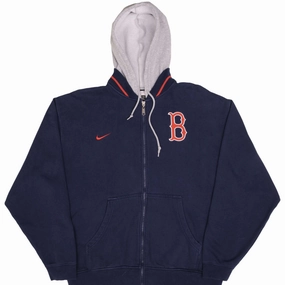 VINTAGE MLB BOSTON RED SOX FULL ZIP NIKE HOODIE SWEATSHIRT 1990S SIZE LARGE