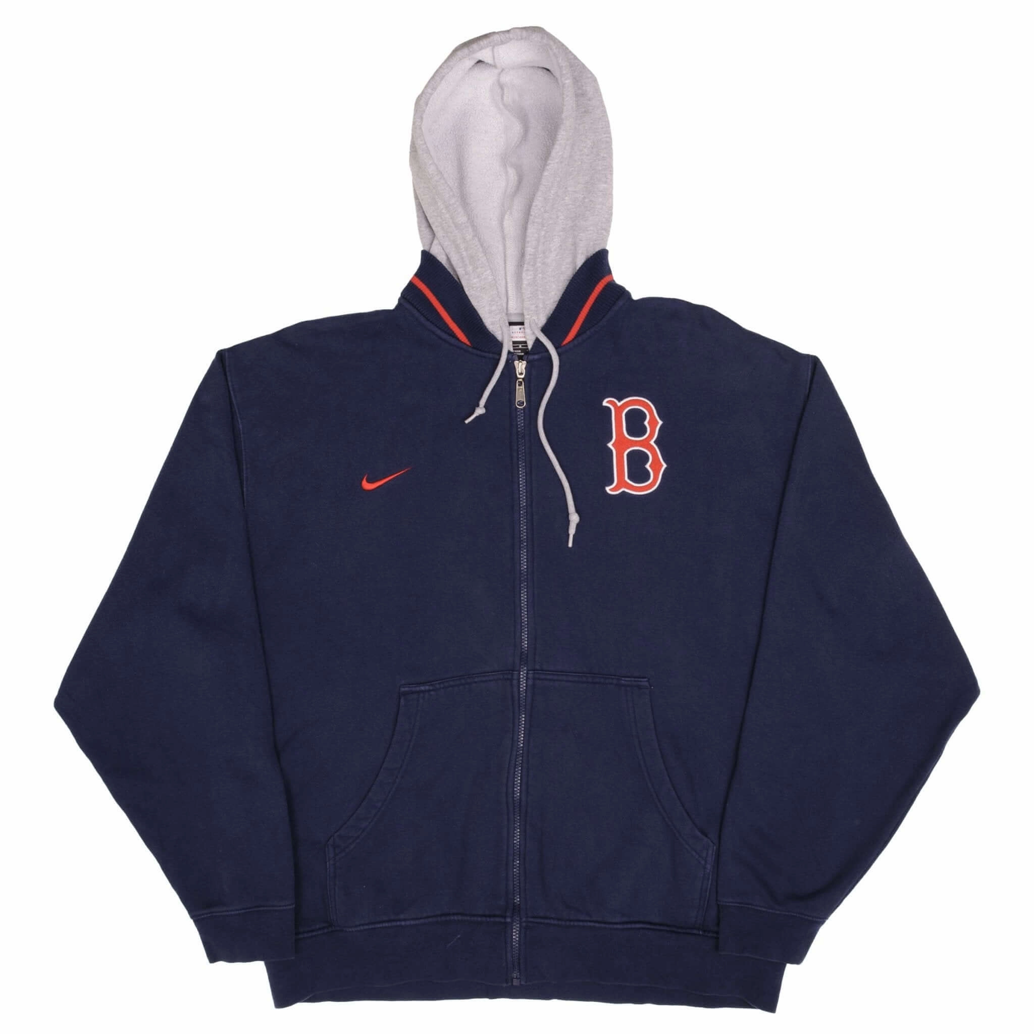 VINTAGE MLB BOSTON RED SOX FULL ZIP NIKE HOODIE SWEATSHIRT 1990S SIZE LARGE