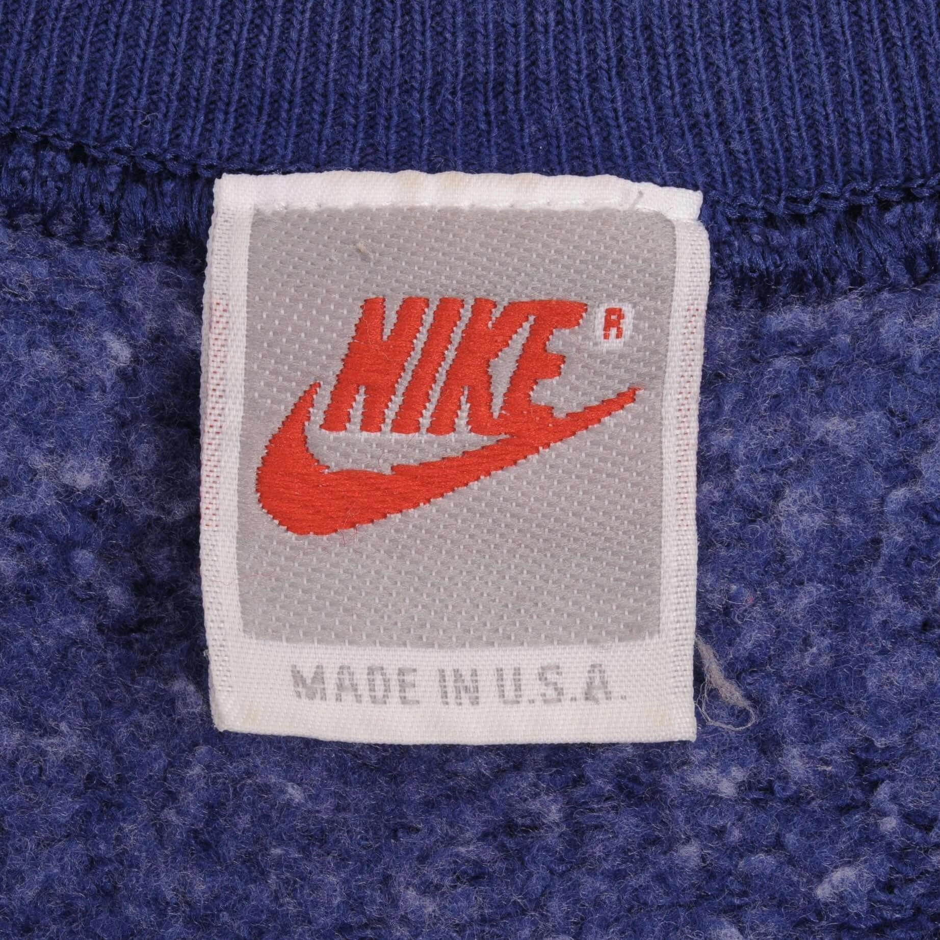VINTAGE NIKE BIG SWOOSH BLUE SWEATSHIRT EARLY 1990S SIZE XL MADE IN USA