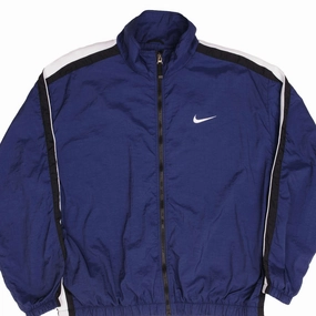 VINTAGE NIKE BIG SWOOSH BLUE WINDBREAKER JACKET 1990S SIZE XL