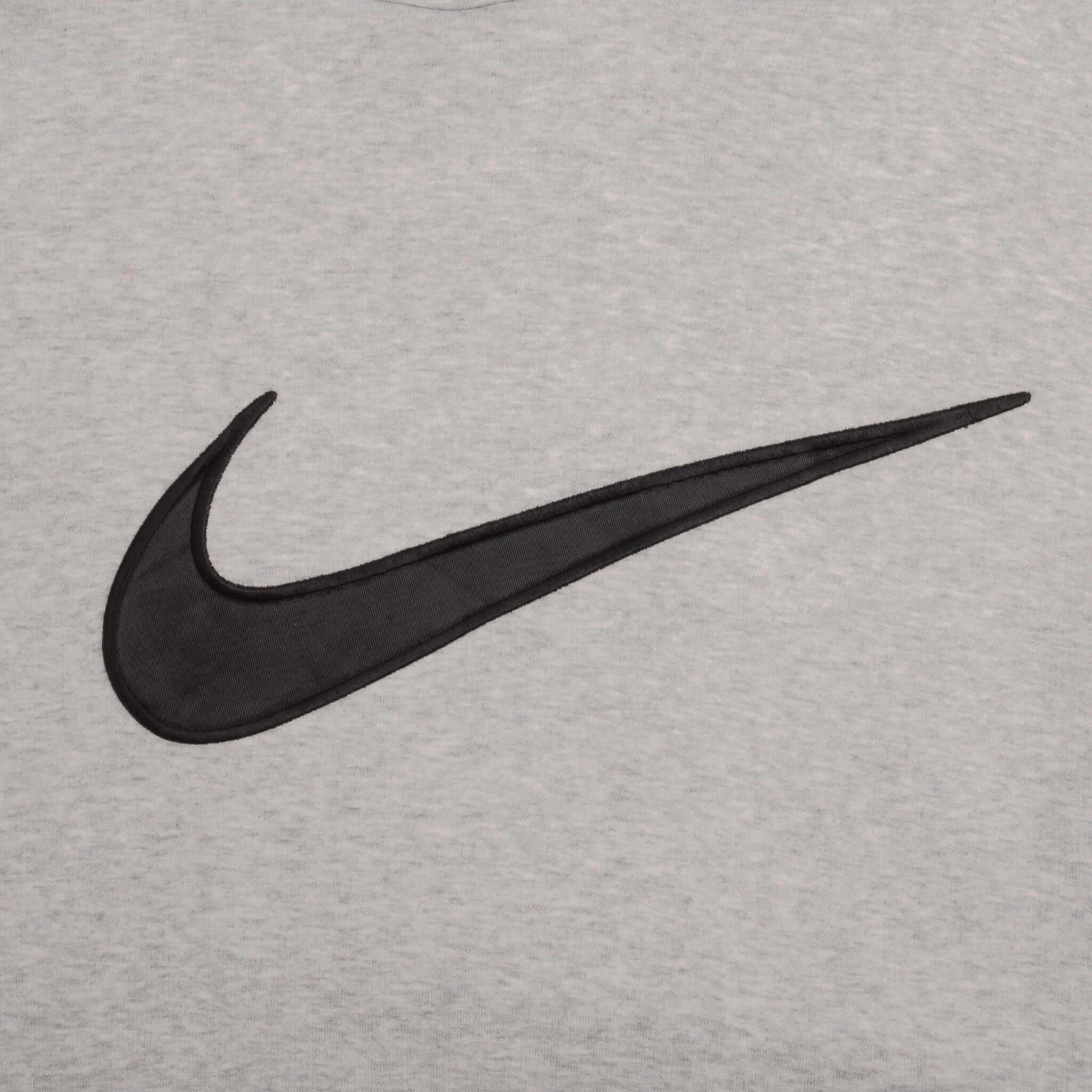 VINTAGE NIKE BIG SWOOSH GREY HOODIE SWEATSHIRT 2000S SIZE XL
