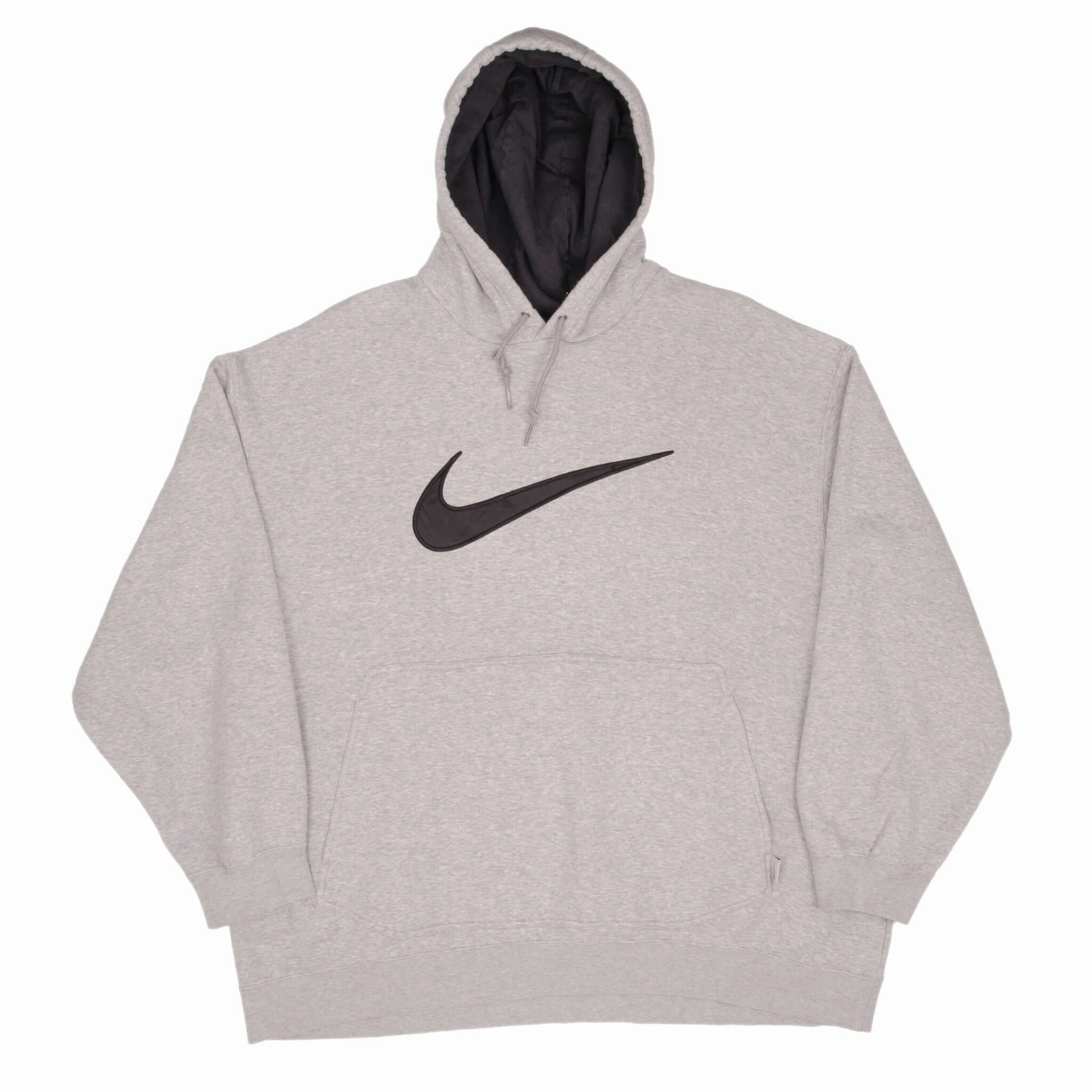 VINTAGE NIKE BIG SWOOSH GREY HOODIE SWEATSHIRT 2000S SIZE XL