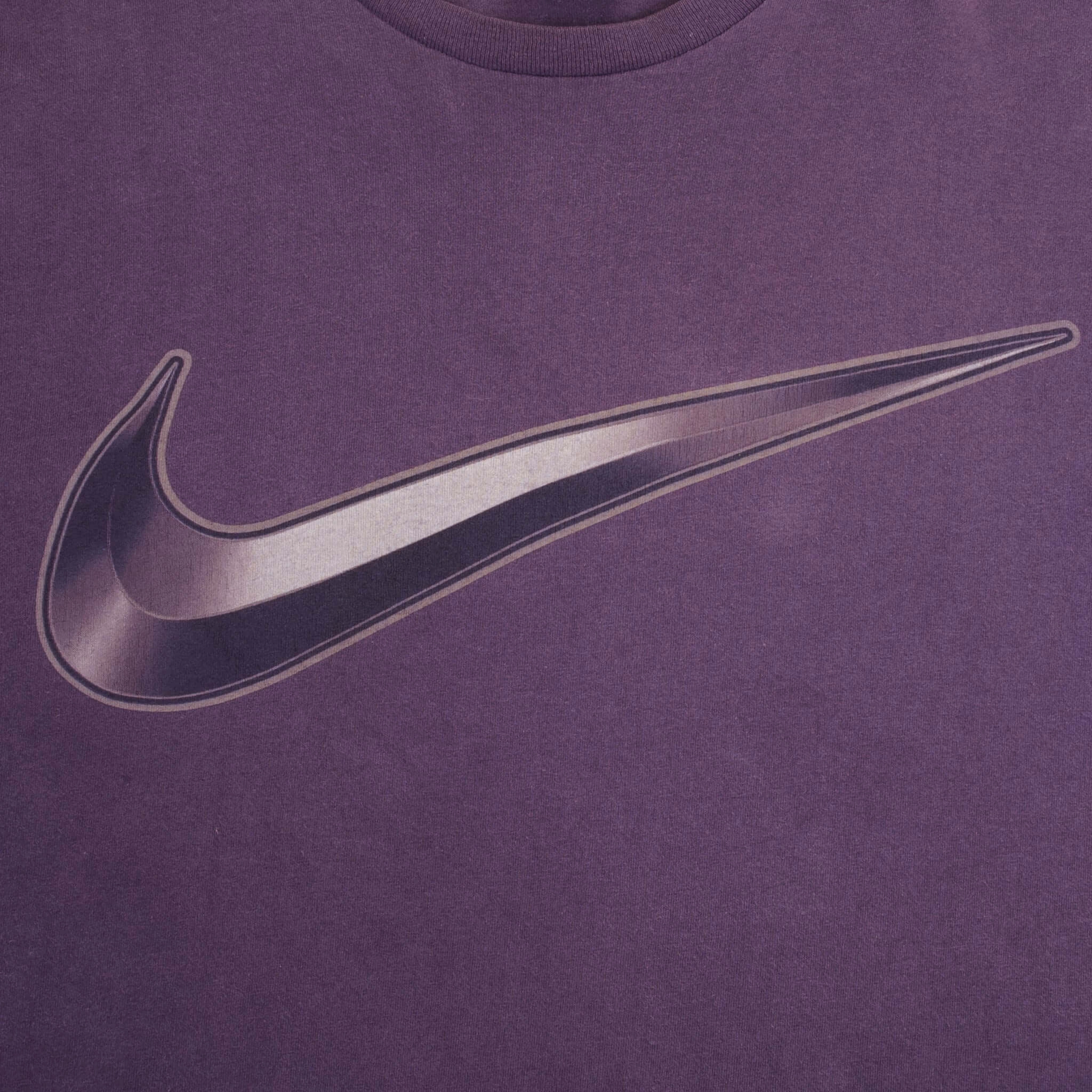 VINTAGE NIKE BIG SWOOSH PURPLE TEE SHIRT LATE 1990S SIZE XL MADE IN USA
