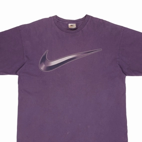 VINTAGE NIKE BIG SWOOSH PURPLE TEE SHIRT LATE 1990S SIZE XL MADE IN USA