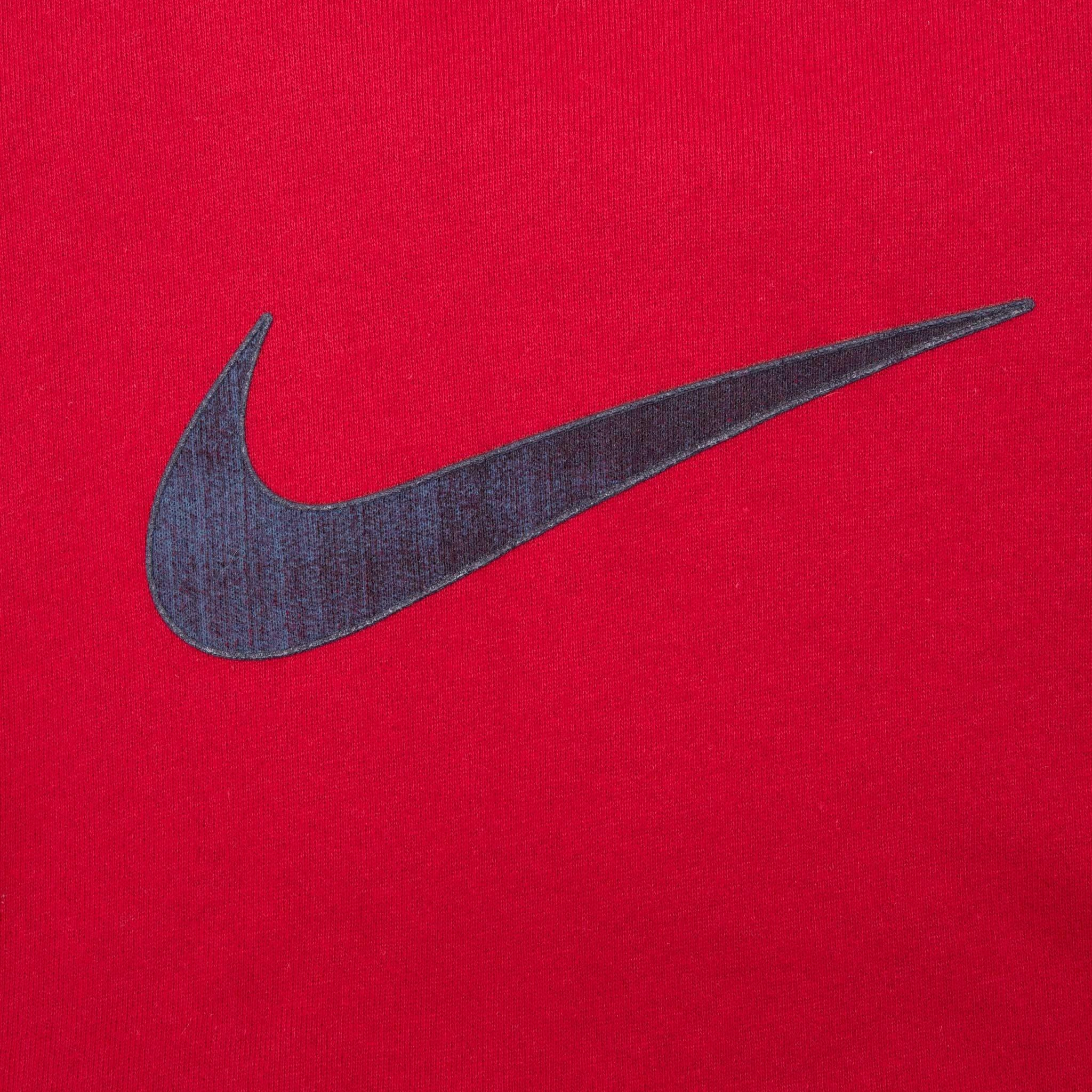 VINTAGE NIKE BIG SWOOSH RED SWEATSHIRT 1990S 2XL MADE IN USA