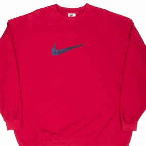 VINTAGE NIKE BIG SWOOSH RED SWEATSHIRT 1990S 2XL MADE IN USA