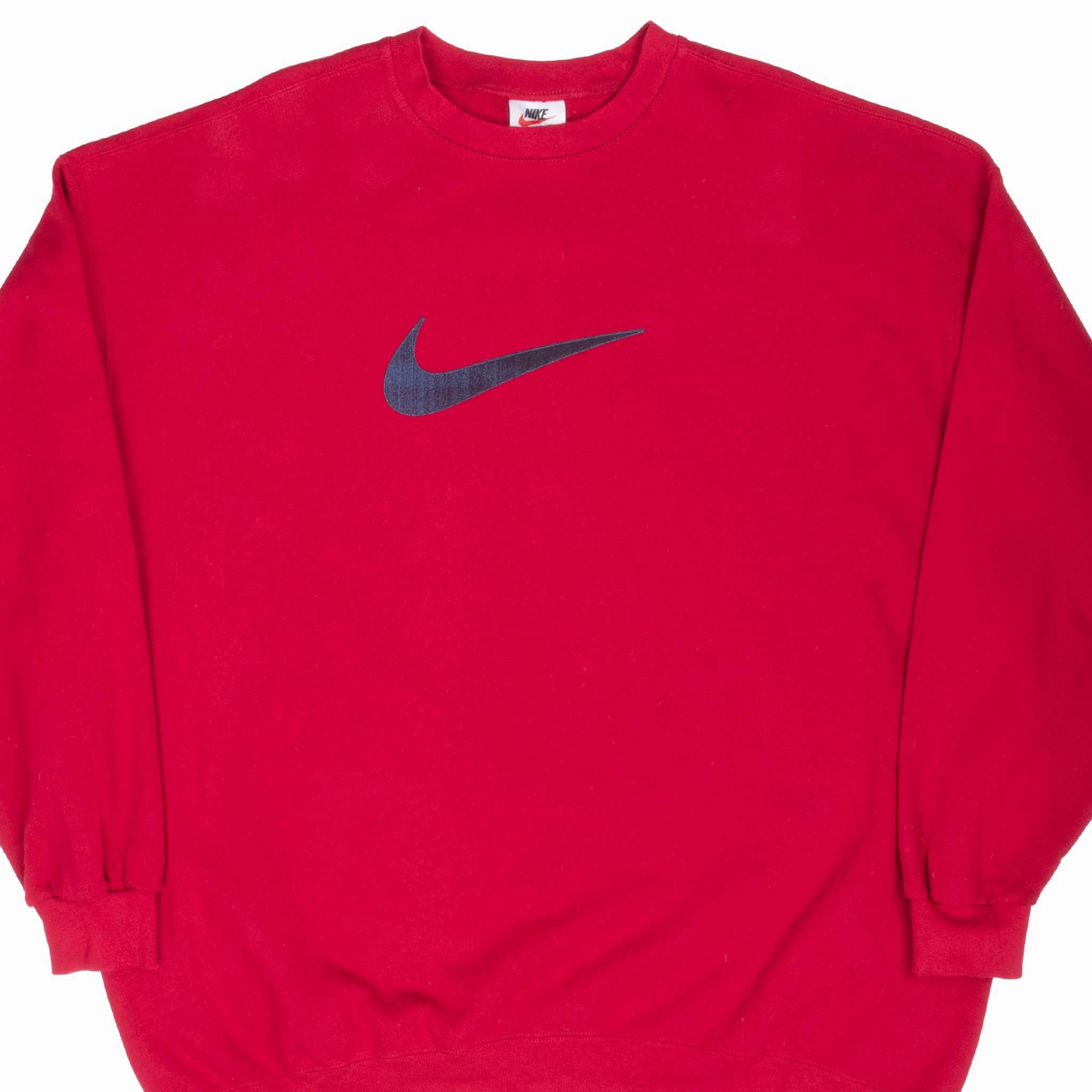 VINTAGE NIKE BIG SWOOSH RED SWEATSHIRT 1990S 2XL MADE IN USA