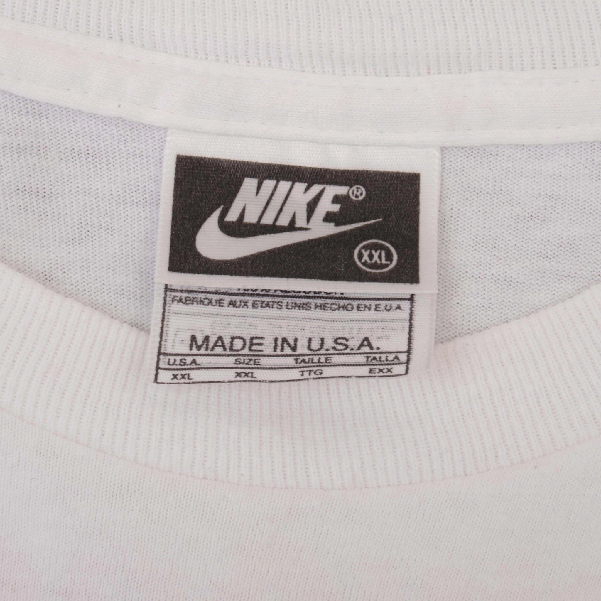 VINTAGE NIKE BIG SWOOSH TEE SHIRT 90S SIZE 2XL MADE IN USA