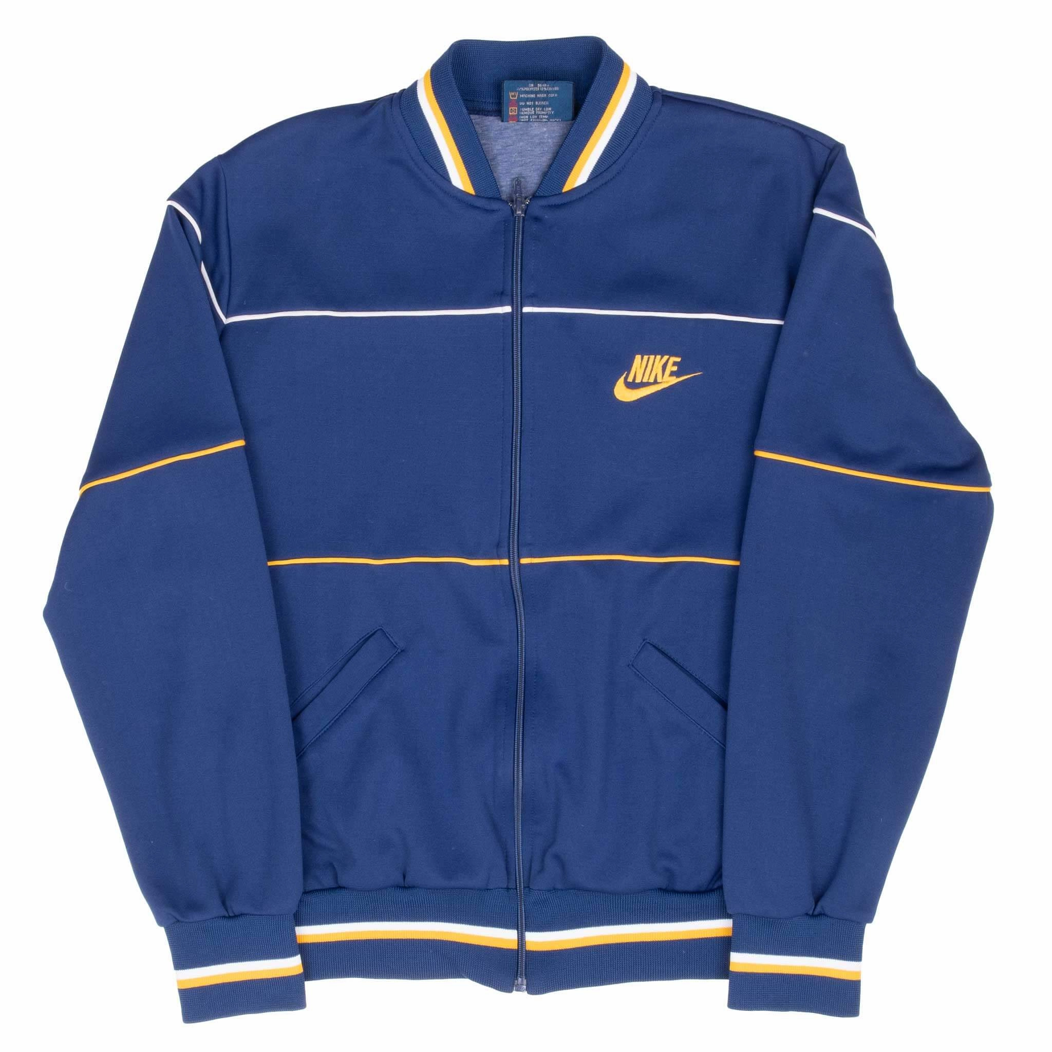 VINTAGE NIKE BLUE TRACK JACKET EARLY 1980S SMALL