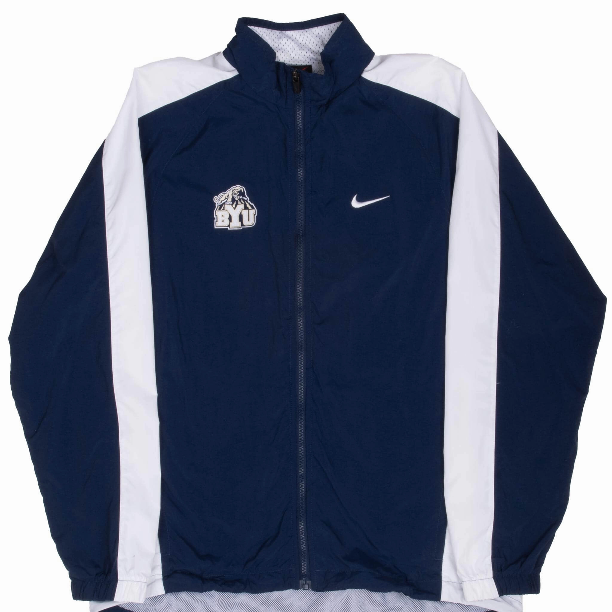 VINTAGE NIKE BYU BRIGHAM YOUNG WINDBREAKER JACKET 1990S MEDIUM MADE IN USA