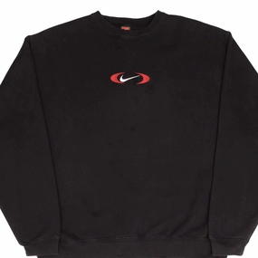 VINTAGE NIKE CENTER BIG SWOOSH BLACK SWEATSHIRT 1990S SIZE XL