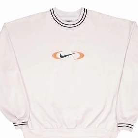 VINTAGE NIKE CENTER BIG SWOOSH WHITE SWEATSHIRT 1990S SIZE XL