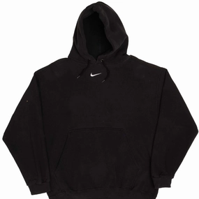 VINTAGE NIKE CENTER SWOOSH BLACK HOODIE 1990S TRAVIS SCOTT SIZE LARGE MADE IN USA