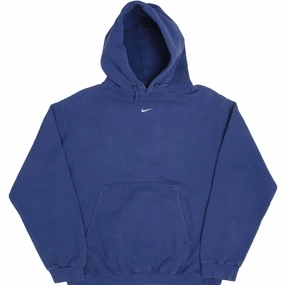 VINTAGE NIKE CENTER SWOOSH BLUE TRAVIS SCOTT HOODIE 1990S MEDIUM MADE USA