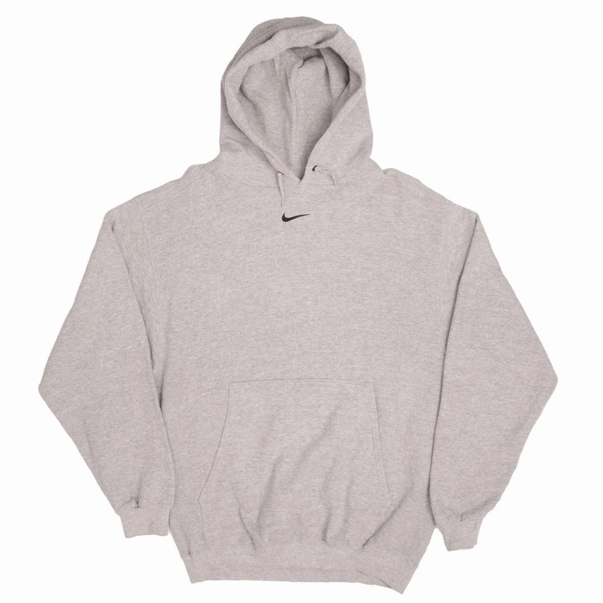 VINTAGE NIKE CENTER SWOOSH GREY TRAVIS SCOTT HOODIE 1990S MEDIUM MADE USA