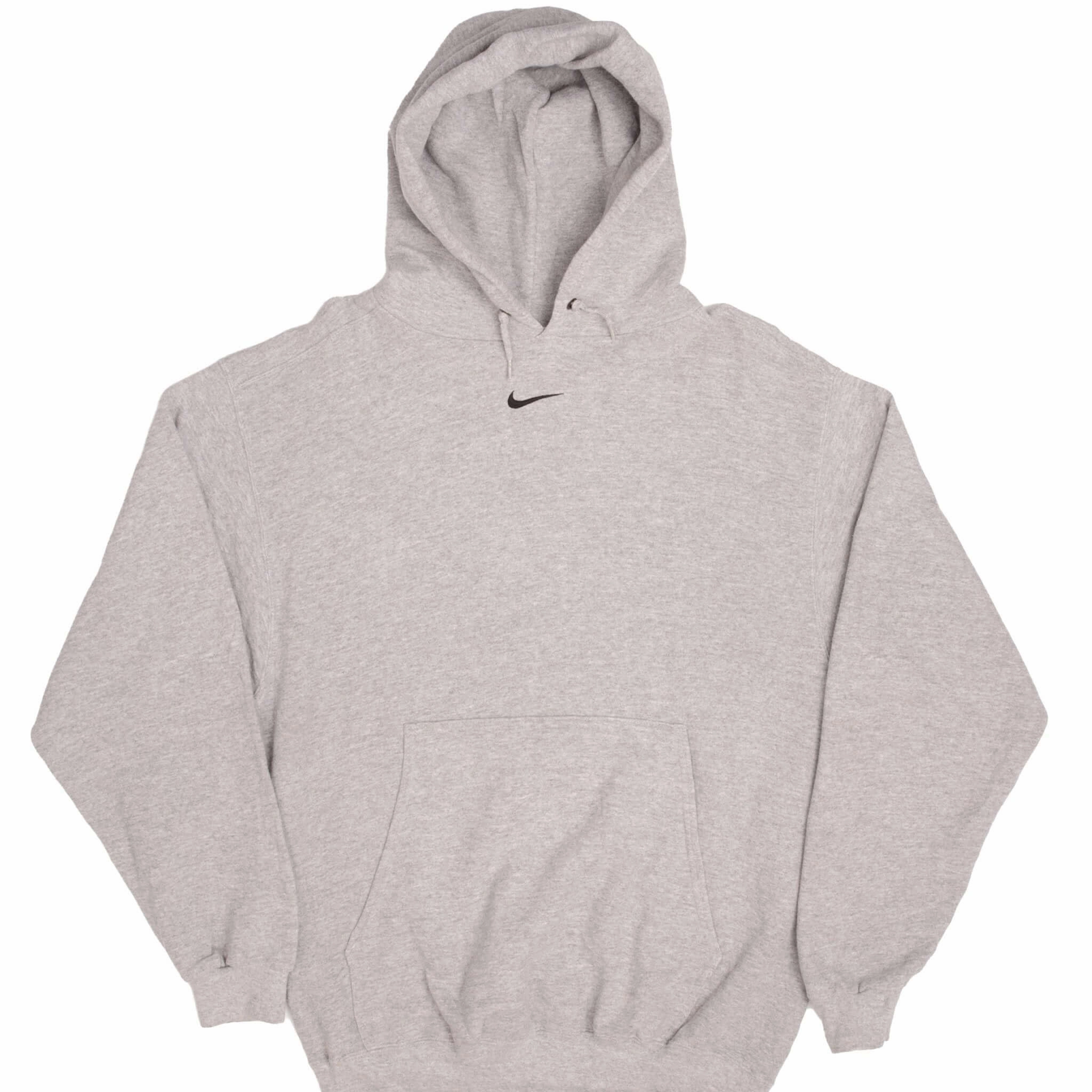 VINTAGE NIKE CENTER SWOOSH GREY TRAVIS SCOTT HOODIE 1990S MEDIUM MADE USA