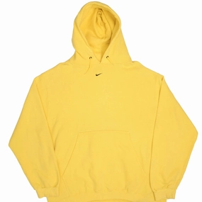 VINTAGE NIKE CENTER SWOOSH YELLOW TRAVIS SCOTT HOODIE 1990S XL MADE USA