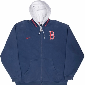 VINTAGE NIKE MLB BOSTON RED SOX FULL ZIP HOODIE SWEATSHIRT 1990S 2XL