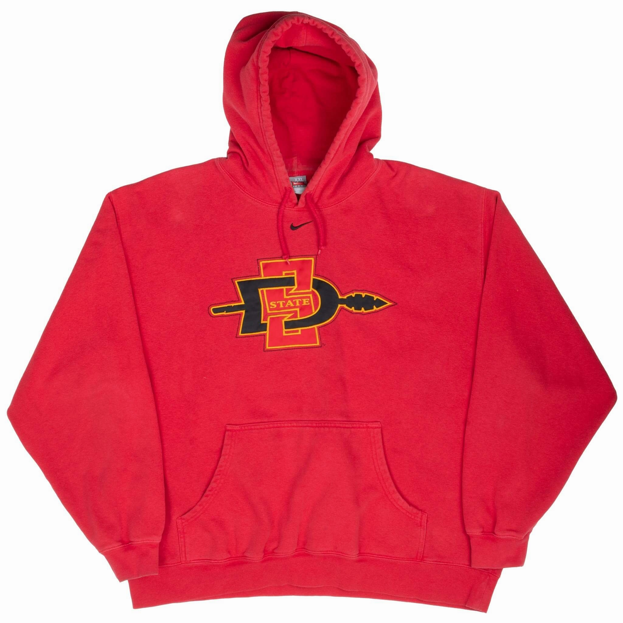 VINTAGE NIKE NCAA SAN DIEGO STATE UNIVERSITY RED HOODIE SWEATSHIRT 2000S 2XL