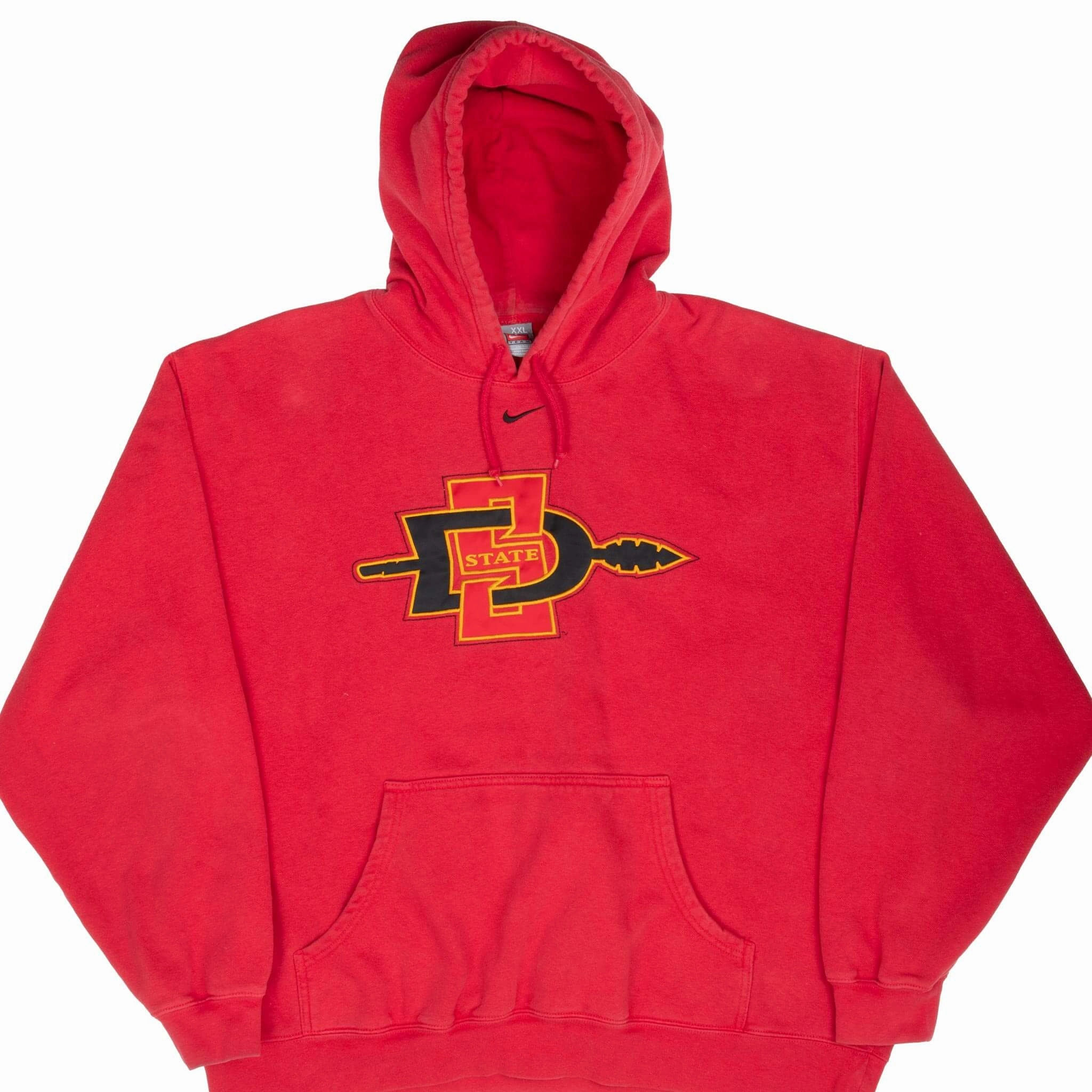 VINTAGE NIKE NCAA SAN DIEGO STATE UNIVERSITY RED HOODIE SWEATSHIRT 2000S 2XL