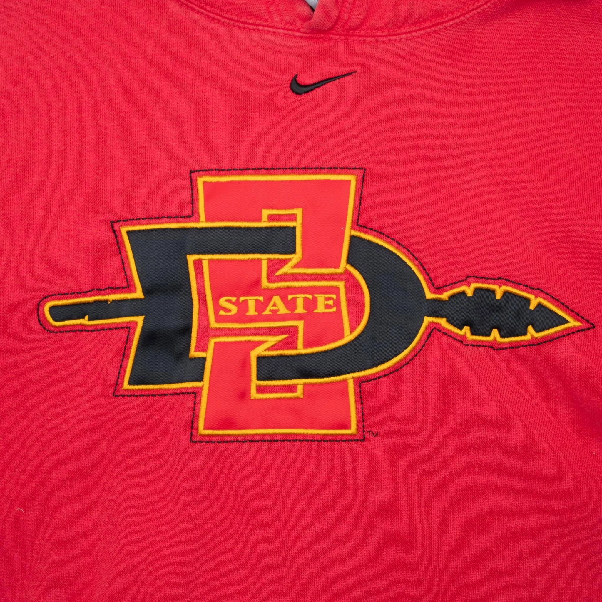 VINTAGE NIKE NCAA SAN DIEGO STATE UNIVERSITY RED HOODIE SWEATSHIRT 2000S 2XL