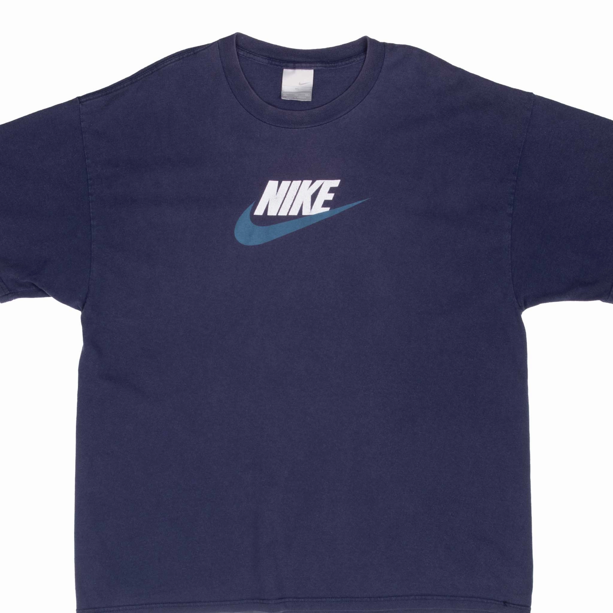 VINTAGE NIKE SPELLOUT BLUE TEE SHIRT 2000S XL