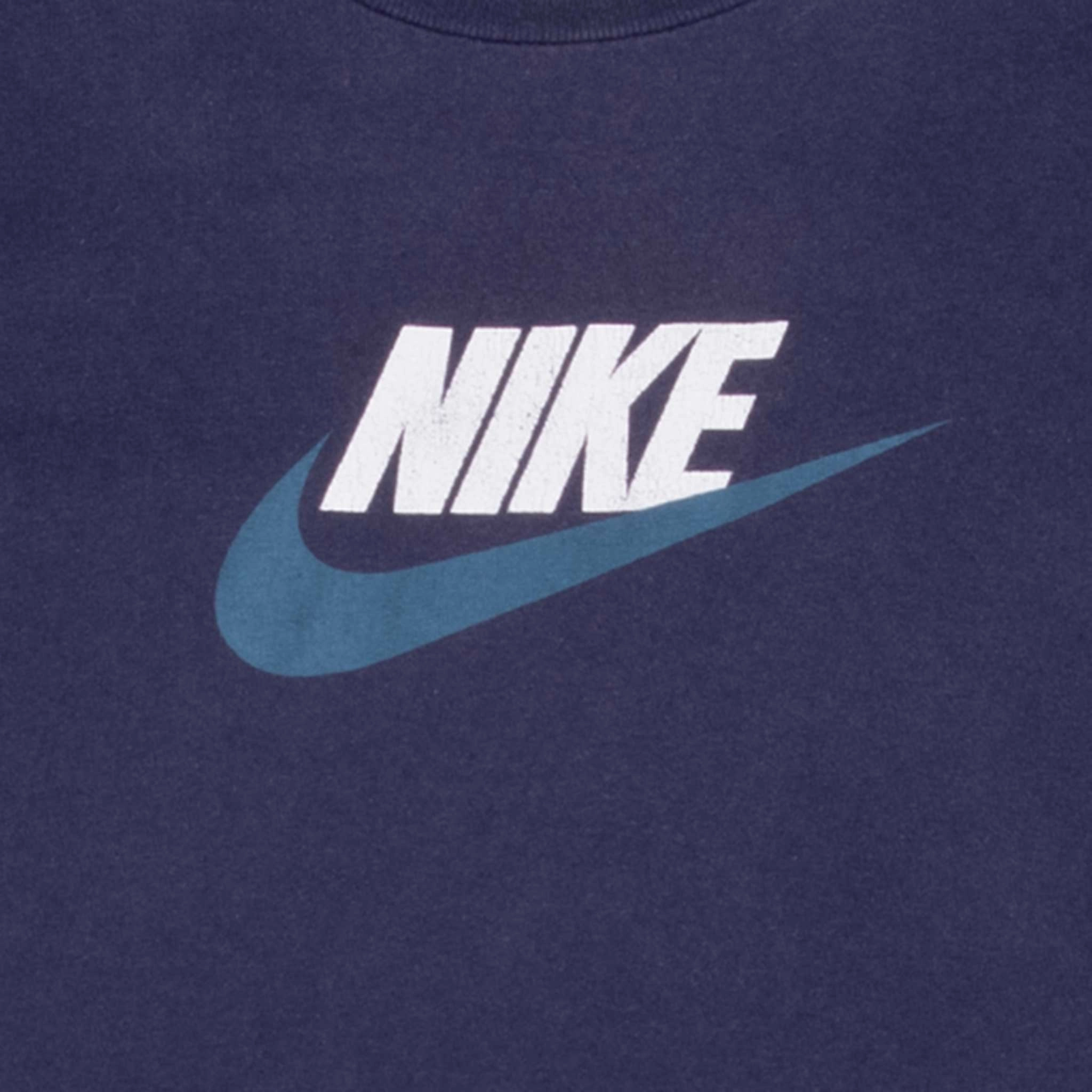 VINTAGE NIKE SPELLOUT BLUE TEE SHIRT 2000S XL