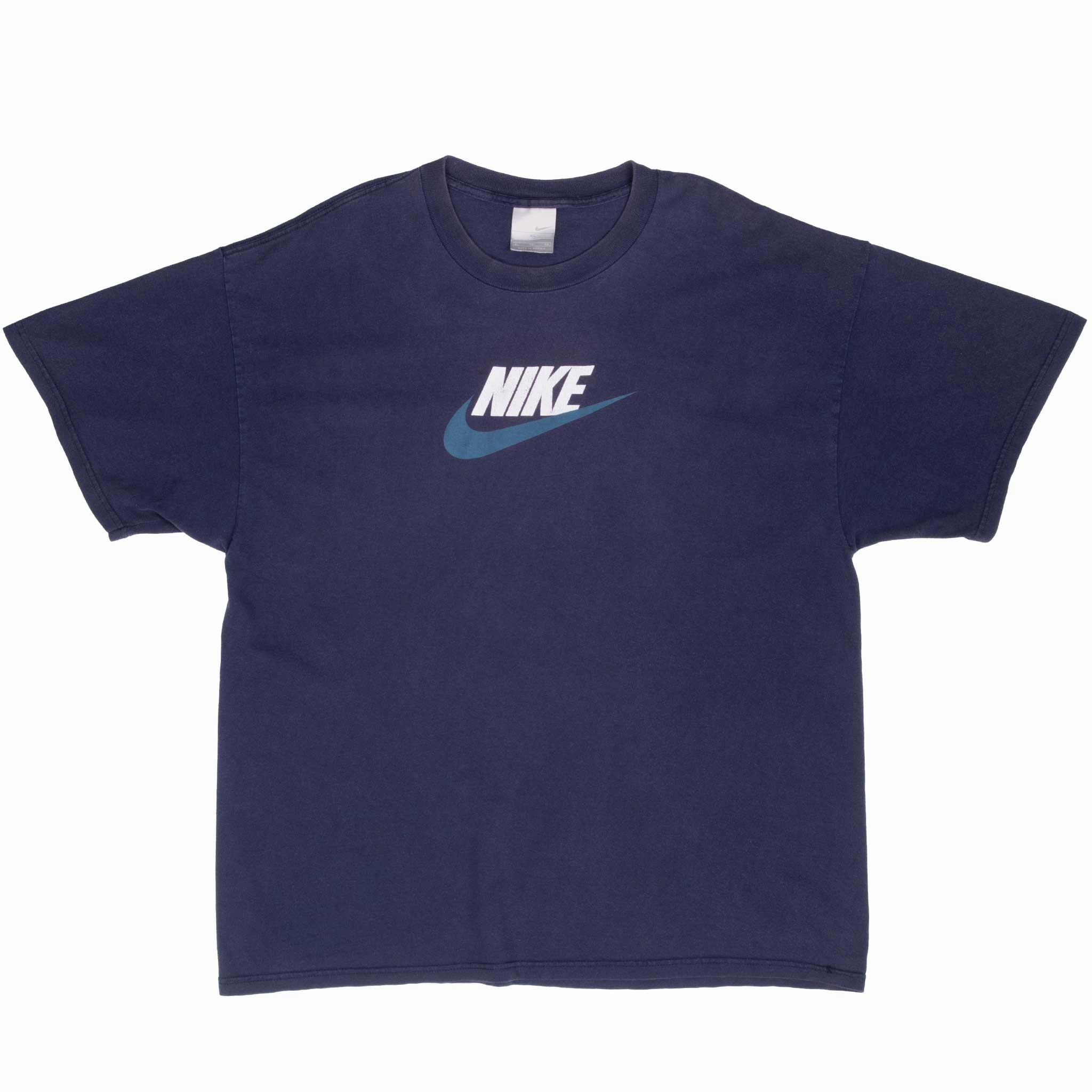 VINTAGE NIKE SPELLOUT BLUE TEE SHIRT 2000S XL