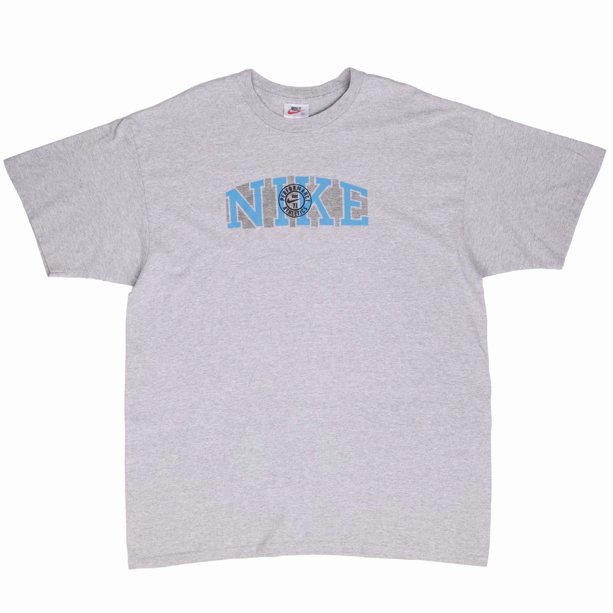 VINTAGE NIKE SPELLOUT GREY TEE SHIRT 1990S XL