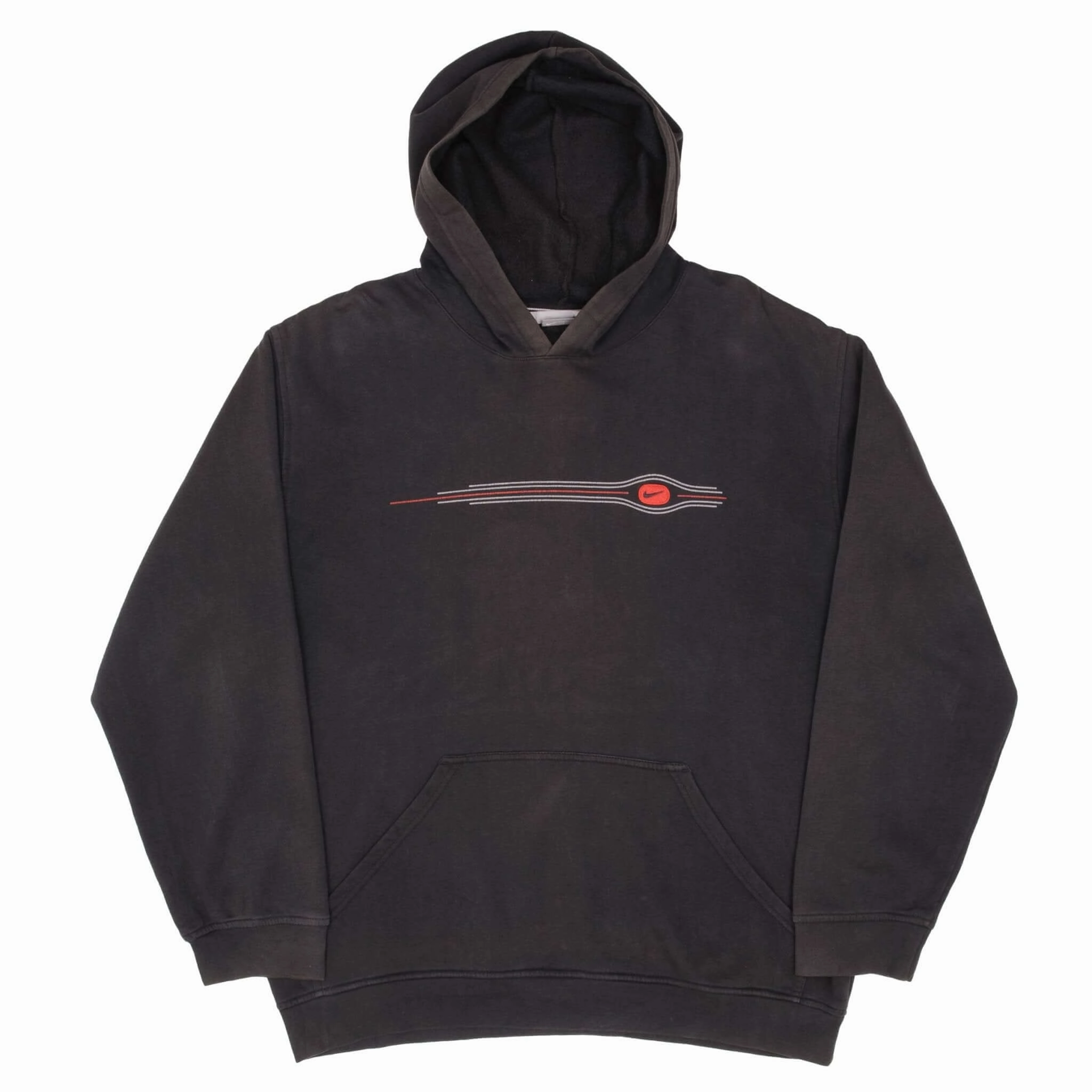 VINTAGE NIKE SPELLOUT SWOOSH BLACK HOODIE SWEATSHIRT 2000S SIZE XL