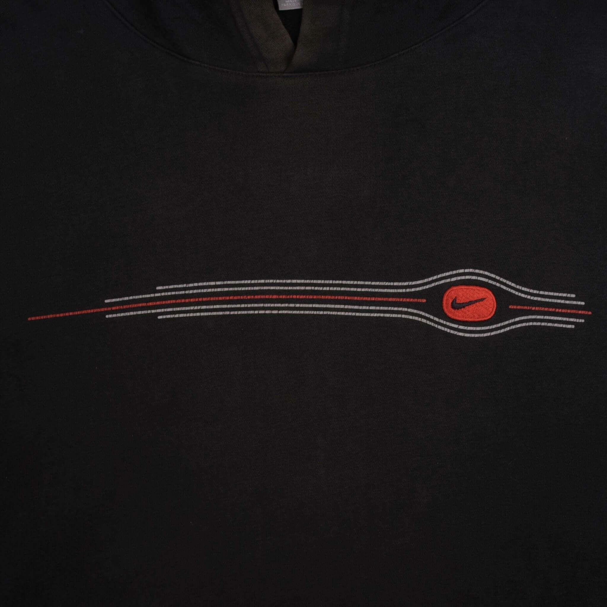VINTAGE NIKE SPELLOUT SWOOSH BLACK HOODIE SWEATSHIRT 2000S SIZE XL
