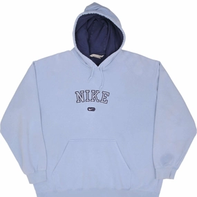 VINTAGE NIKE SPELLOUT SWOOSH BLUE HOODIE SWEATSHIRT 2000S SIZE XL