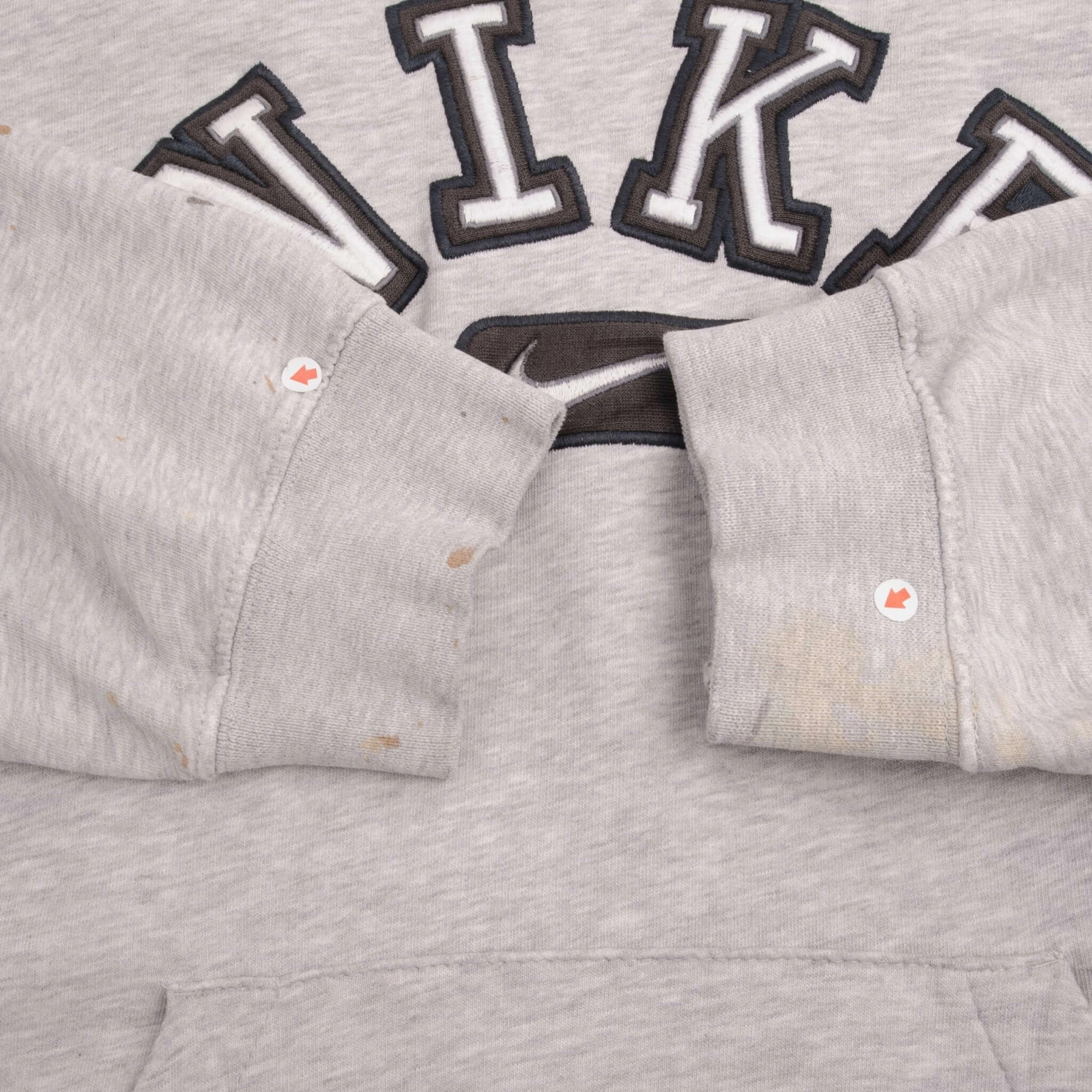 VINTAGE NIKE SPELLOUT SWOOSH GRAY HOODIE SWEATSHIRT 2000S SIZE XL