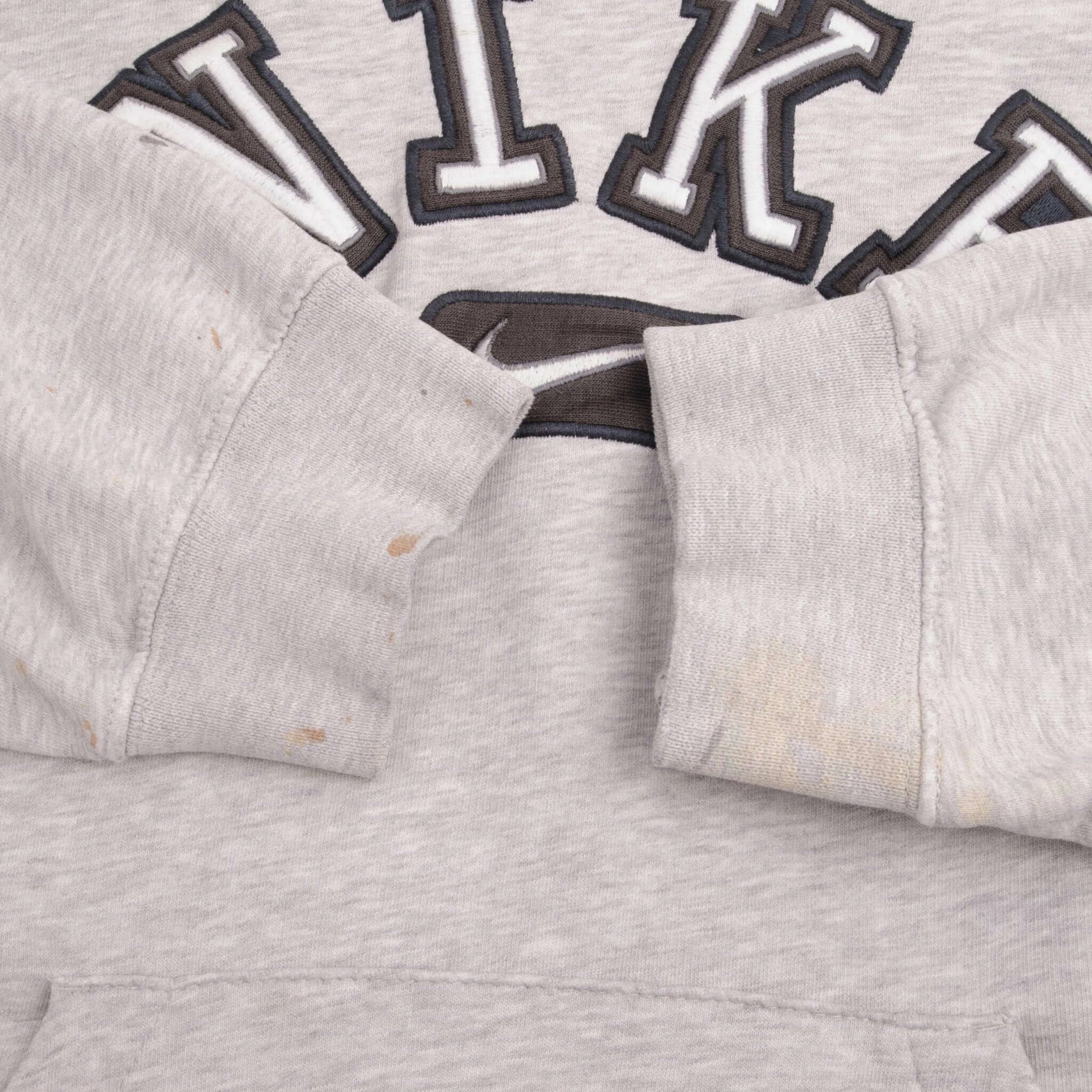 VINTAGE NIKE SPELLOUT SWOOSH GRAY HOODIE SWEATSHIRT 2000S SIZE XL