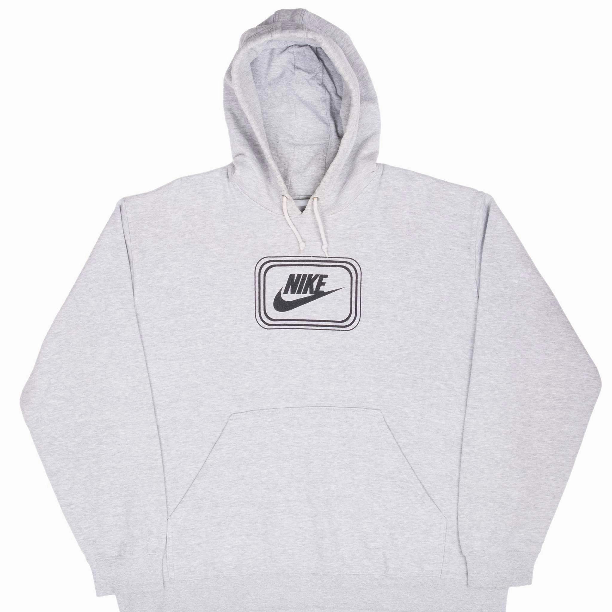 VINTAGE NIKE SPELLOUT SWOOSH GRAY HOODIE SWEATSHIRT 2000S XL