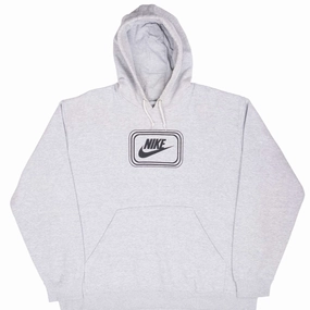 VINTAGE NIKE SPELLOUT SWOOSH GRAY HOODIE SWEATSHIRT 2000S XL