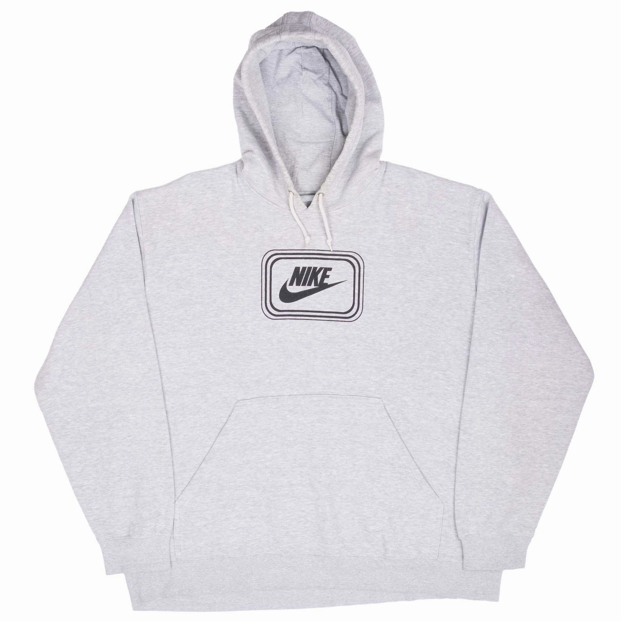 VINTAGE NIKE SPELLOUT SWOOSH GRAY HOODIE SWEATSHIRT 2000S XL