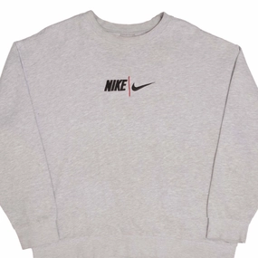 VINTAGE NIKE SPELLOUT SWOOSH GREY SWEATSHIRT 2000S SIZE XL
