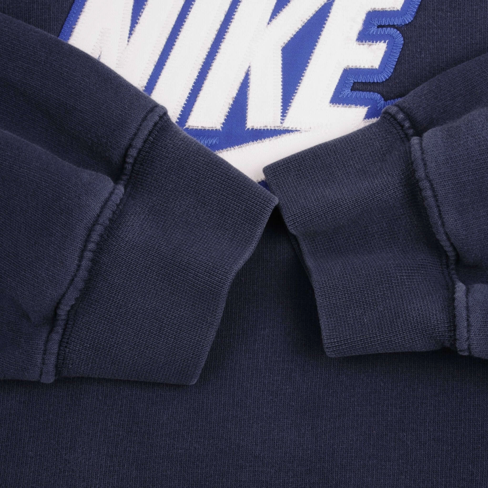 VINTAGE NIKE SPELLOUT SWOOSH NAVY BLUE HOODIE SWEATSHIRT 2000S SIZE LARGE
