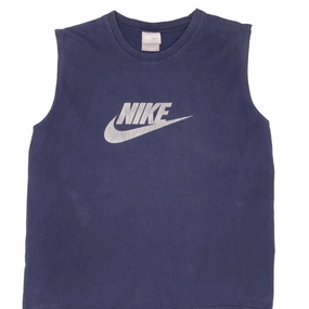 VINTAGE NIKE SPELLOUT SWOOSH NAVY BLUE TANK TOP TEE SHIRT 2000S SIZE LARGE
