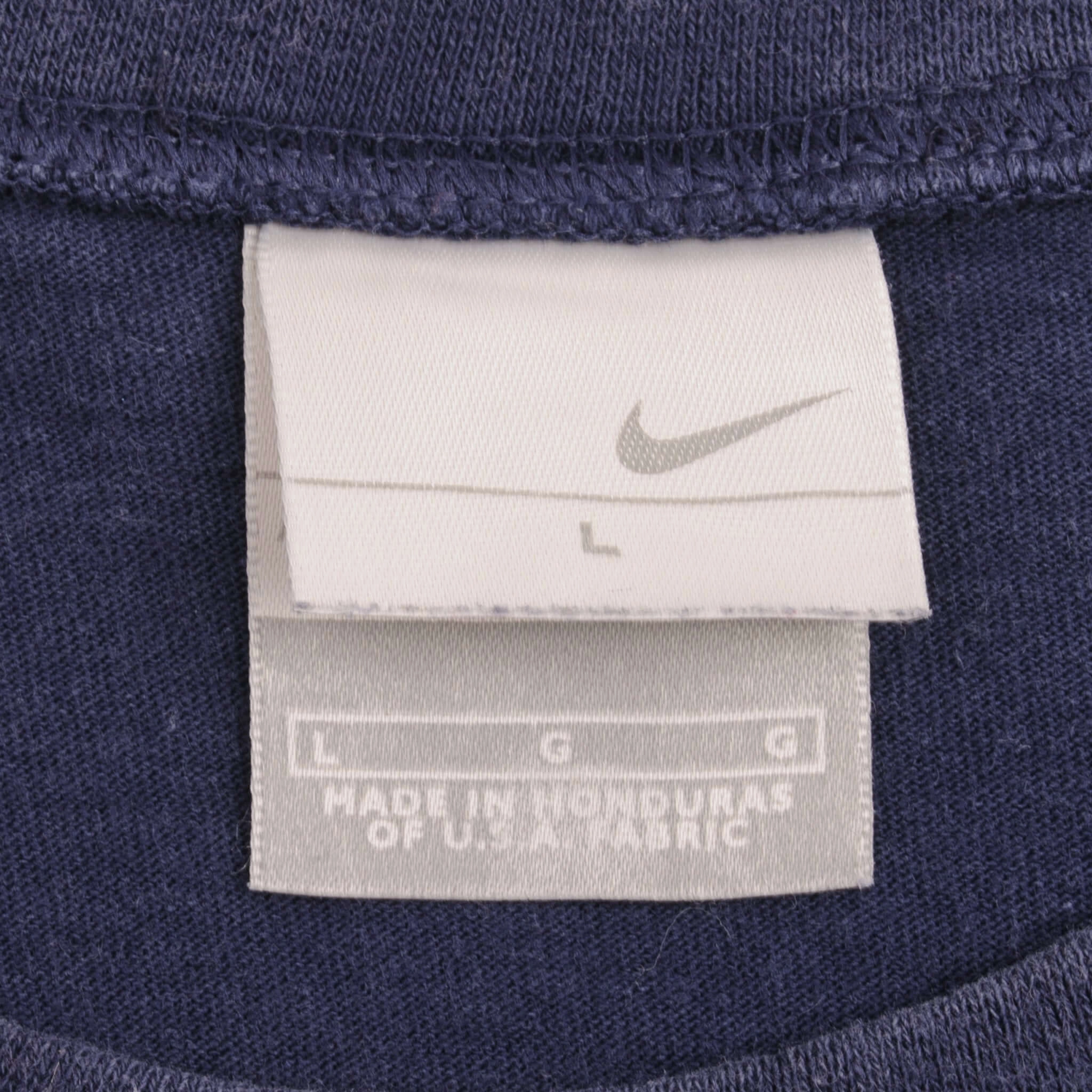 VINTAGE NIKE SPELLOUT SWOOSH NAVY BLUE TANK TOP TEE SHIRT 2000S SIZE LARGE