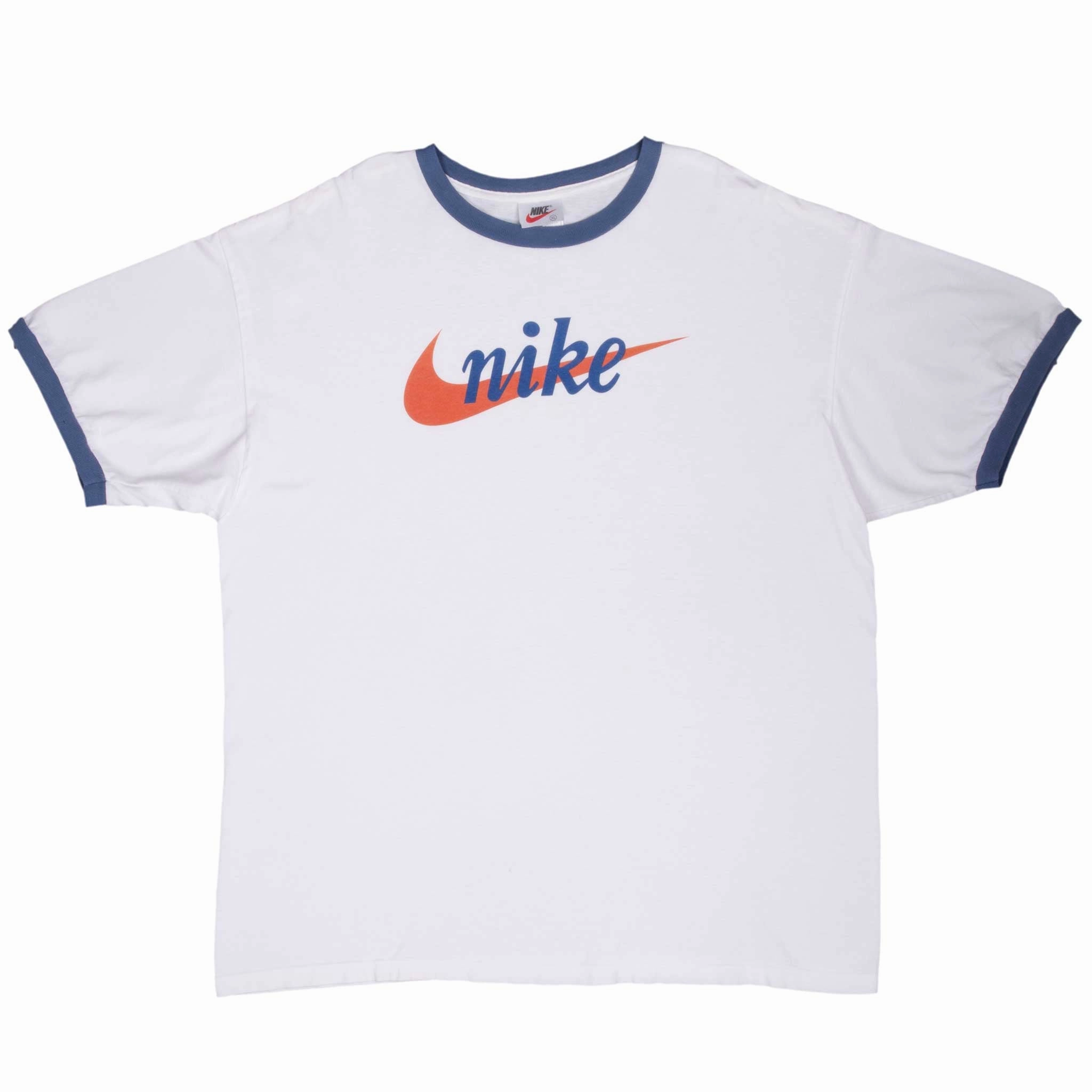 VINTAGE NIKE SPELLOUT WHITE TEE SHIRT 1990S XL MADE IN USA