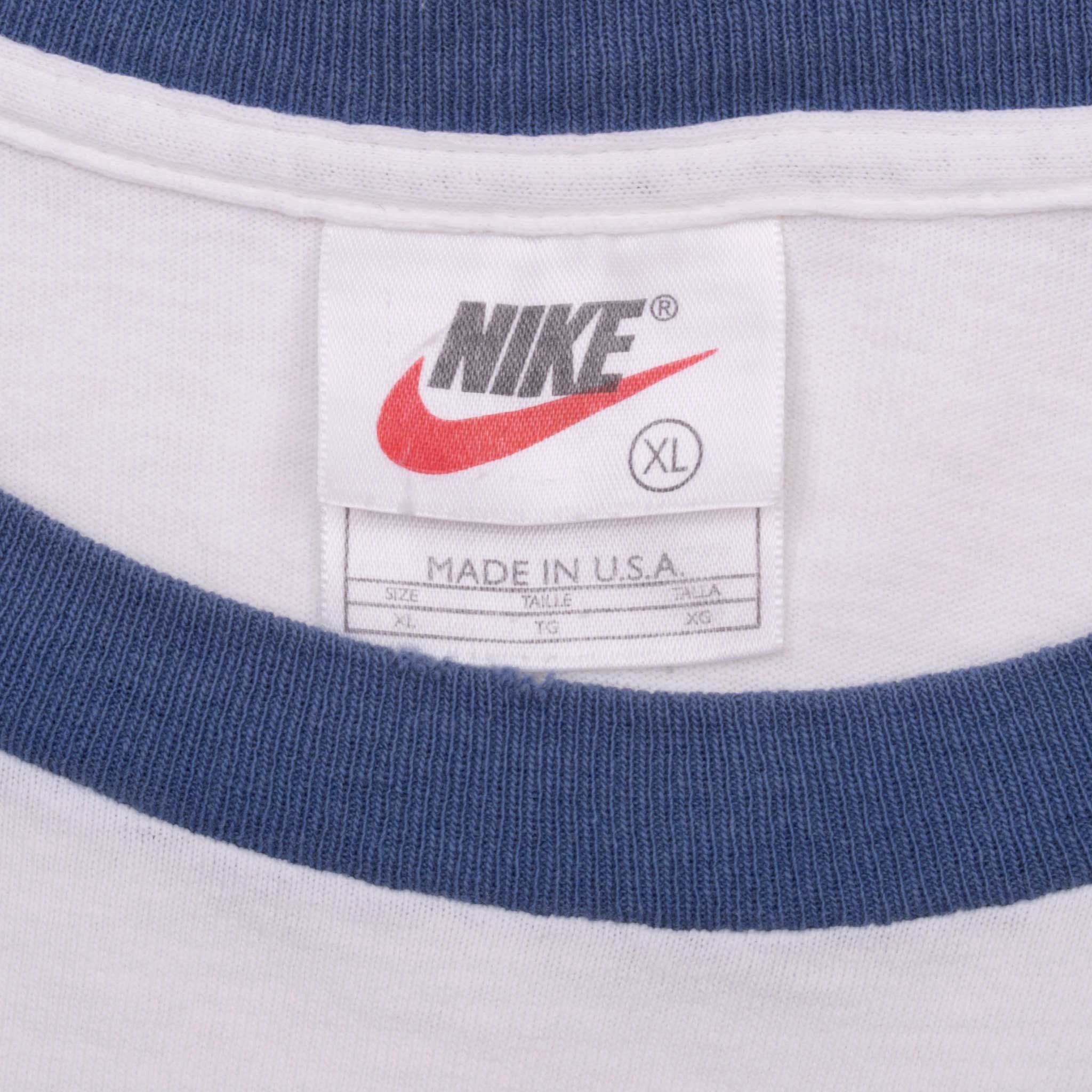 VINTAGE NIKE SPELLOUT WHITE TEE SHIRT 1990S XL MADE IN USA