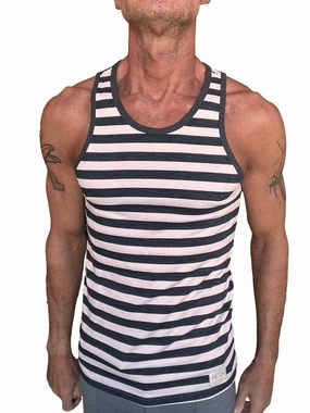 Yummy Nautical Fleece Sustain Tank Top (Black/White Stripe)