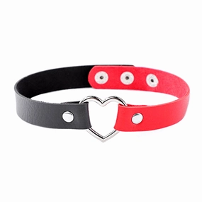 ZYL Two-Tone Faux Leather Heart Choker